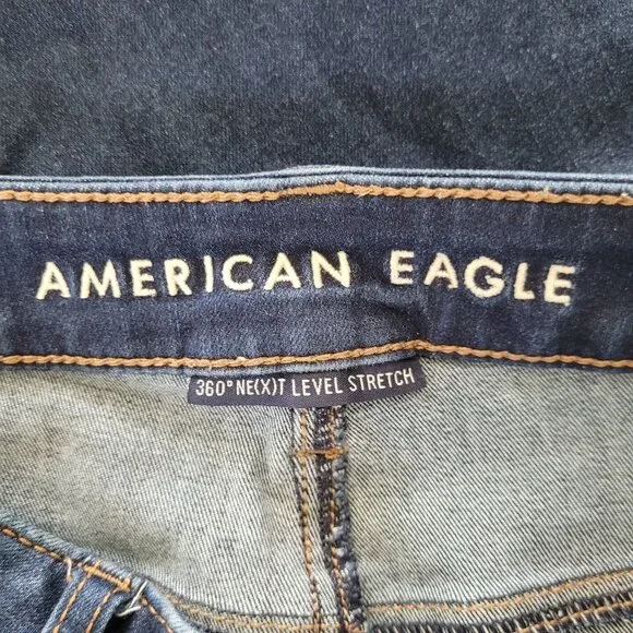 American Eagle 360° Ne(X)T Level Stretch Jeans Size 4 Short Distressed Denim - Picture 3 of 8